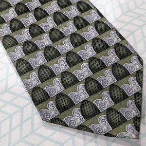 Vintage Bentley Masterpiece Tie Silk Paisley Design Green Silver